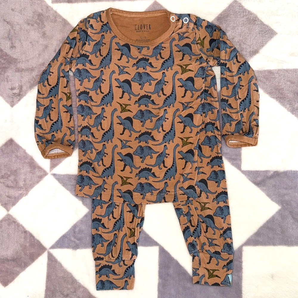 GUC Clover Baby & Kids 12-18M Two Piece Bamboo Set - Dino